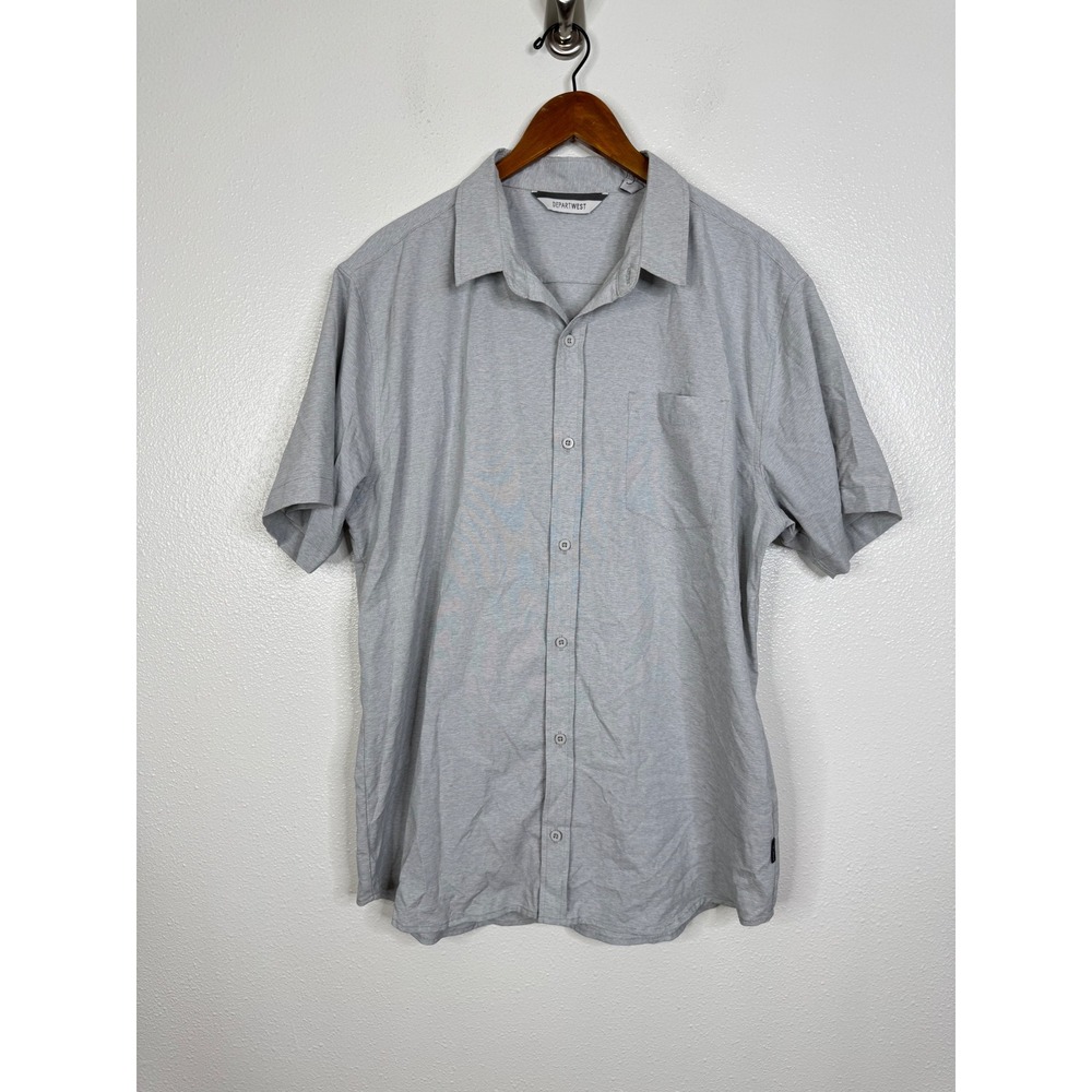 Departwest Mens Grey Short Sleeve Button Down Shirt XL‎ TS002204M Buckle NWT